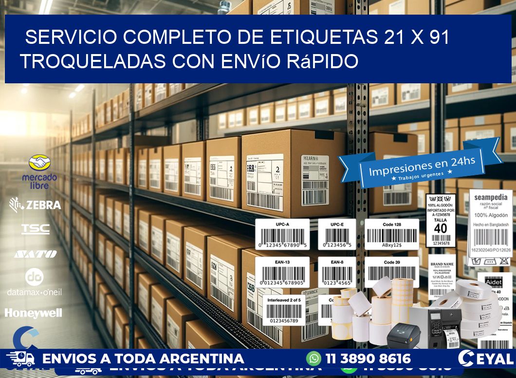 Servicio completo de etiquetas 21 x 91 troqueladas con envío rápido