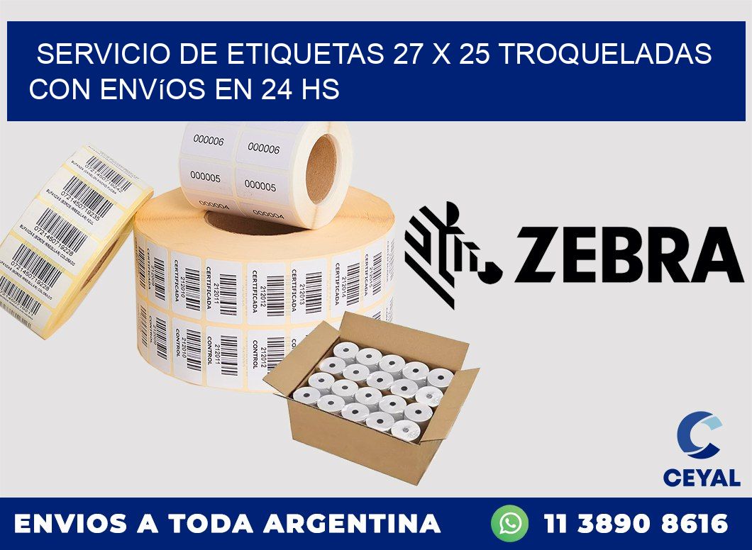 Servicio de etiquetas 27 x 25 troqueladas con envíos en 24 hs