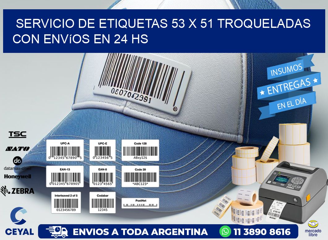 Servicio de etiquetas 53 x 51 troqueladas con envíos en 24 hs