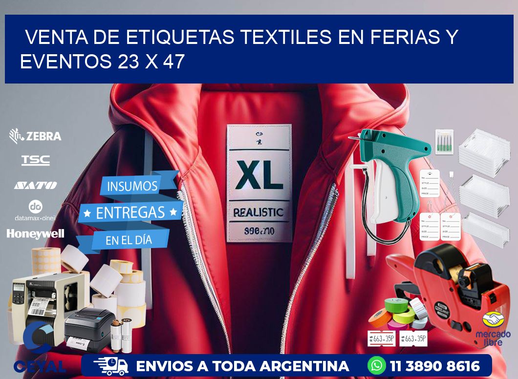 Venta de Etiquetas Textiles en Ferias y Eventos 23 x 47