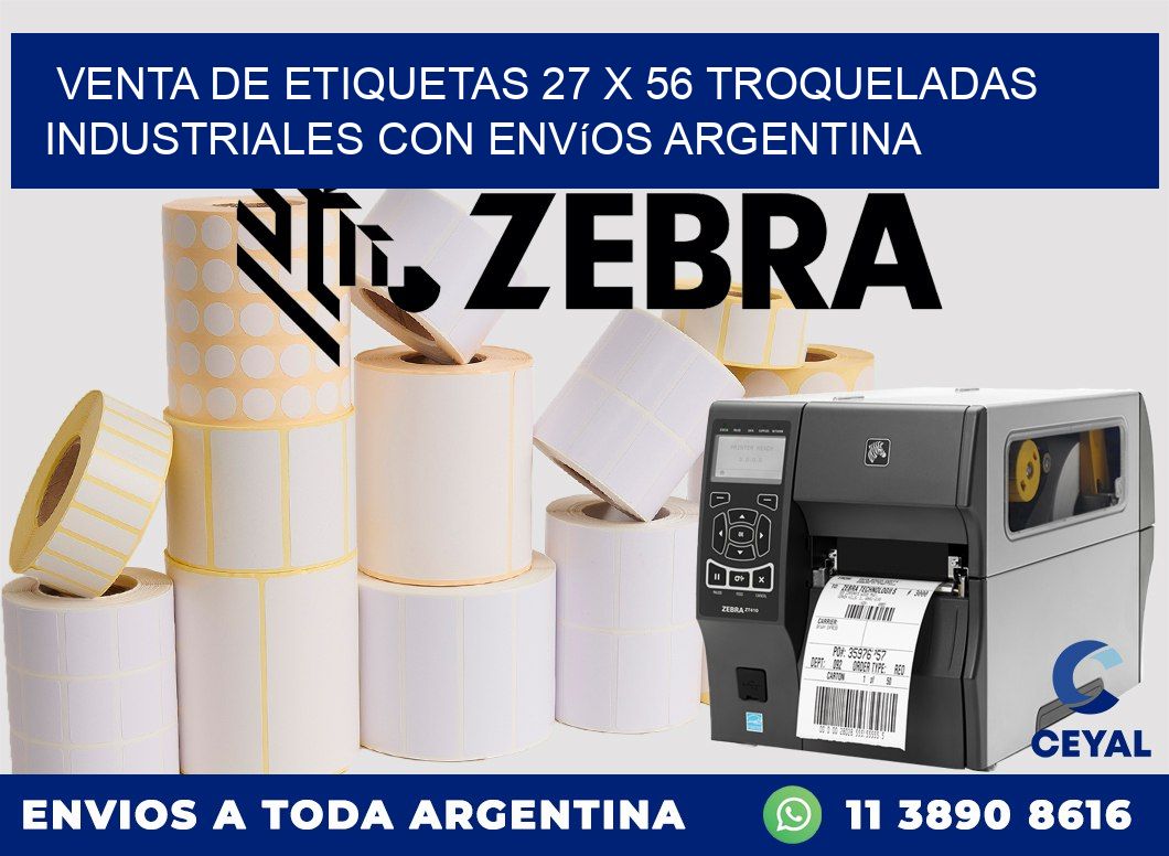 Venta de etiquetas 27 x 56 troqueladas industriales con envíos Argentina