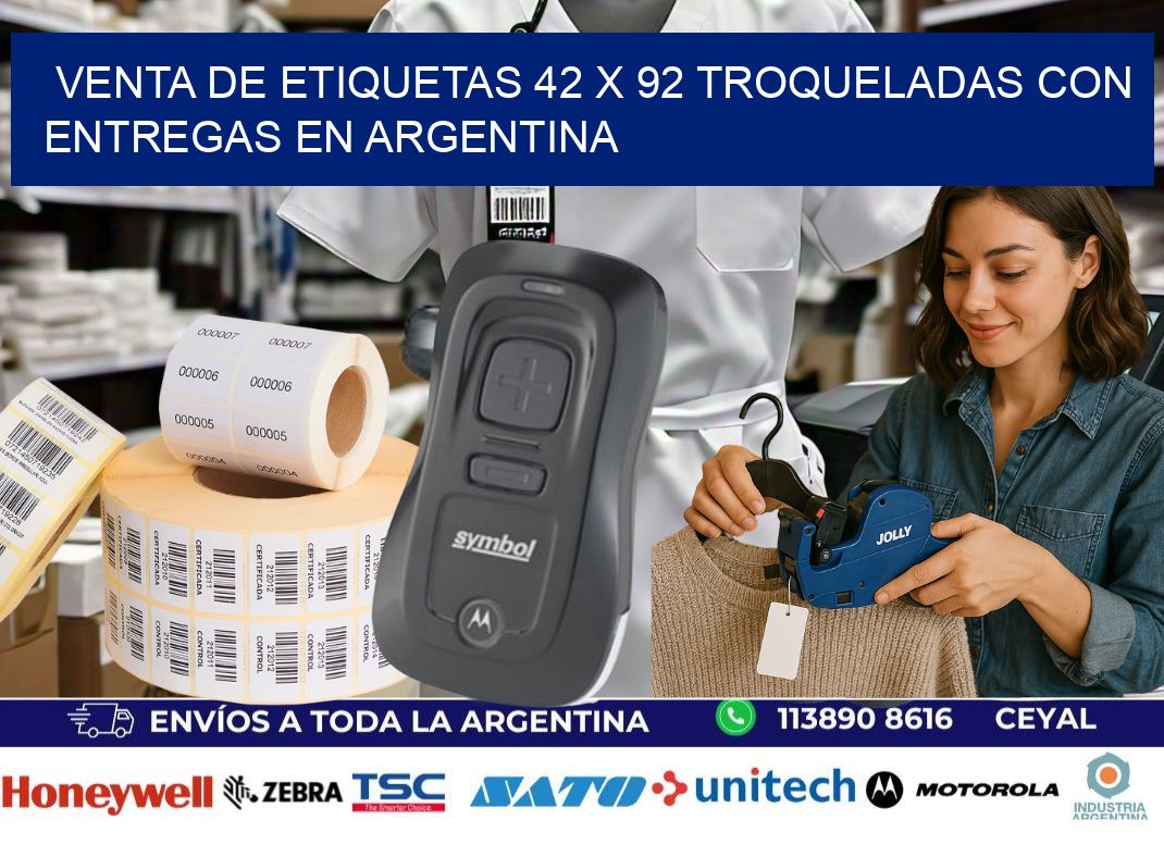 Venta de etiquetas 42 x 92 troqueladas con entregas en Argentina