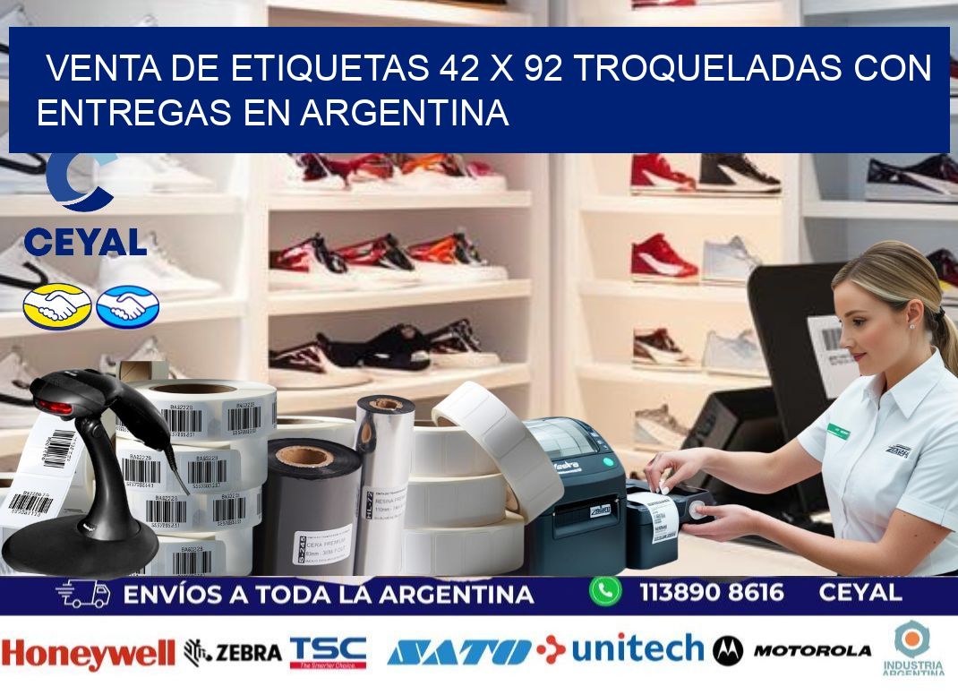 Venta de etiquetas 42 x 92 troqueladas con entregas en Argentina