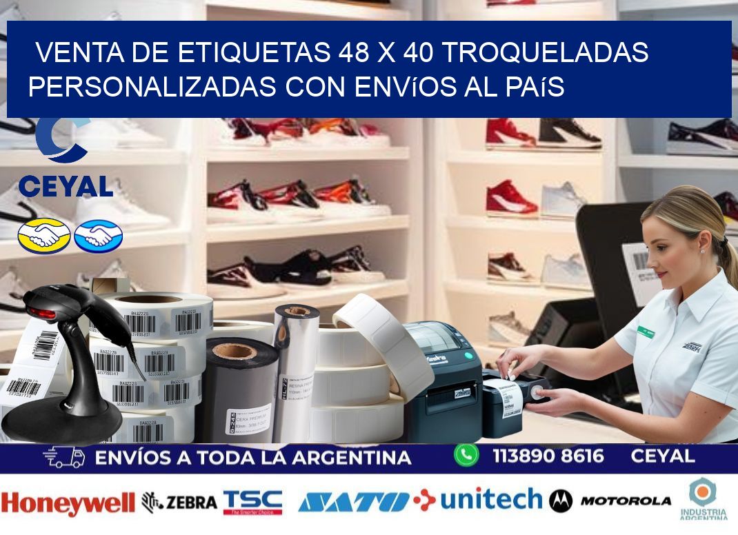Venta de etiquetas 48 x 40 troqueladas personalizadas con envíos al país
