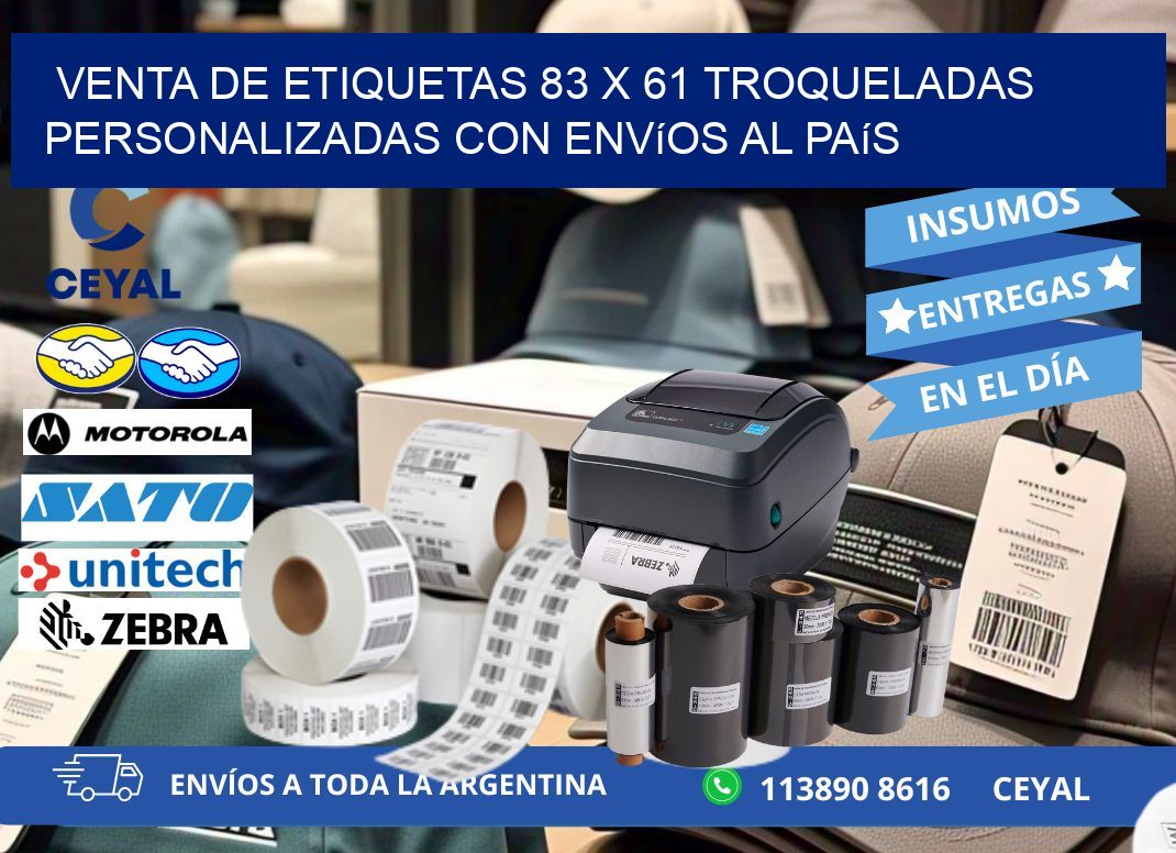 Venta de etiquetas 83 x 61 troqueladas personalizadas con envíos al país