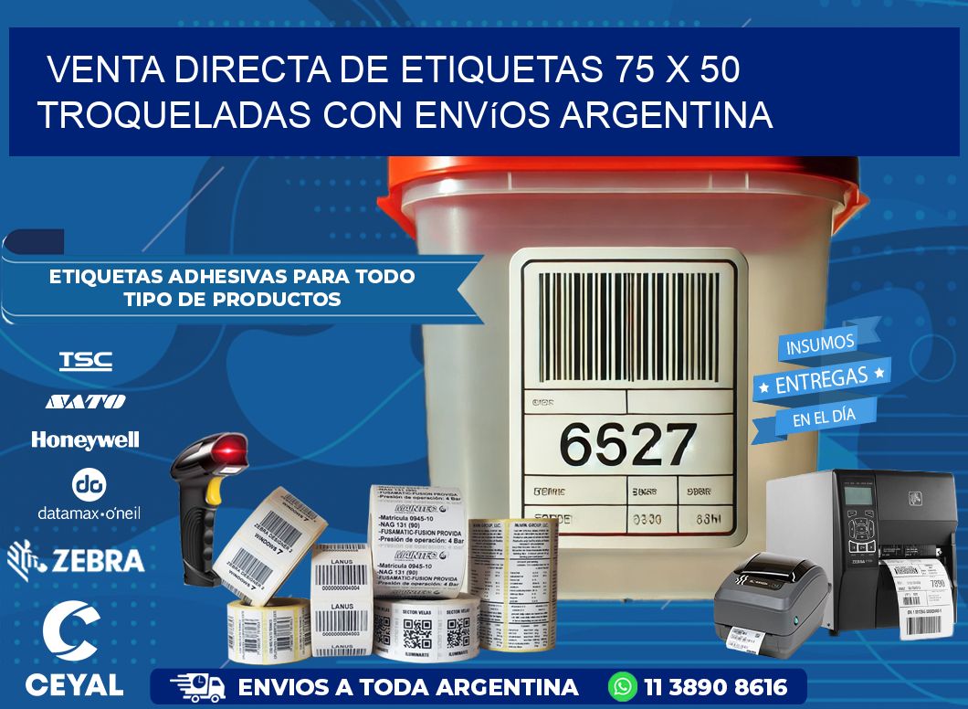 Venta directa de etiquetas 75 x 50 troqueladas con envíos Argentina
