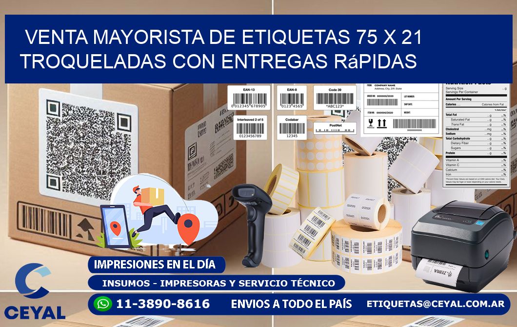 Venta mayorista de etiquetas 75 x 21 troqueladas con entregas rápidas
