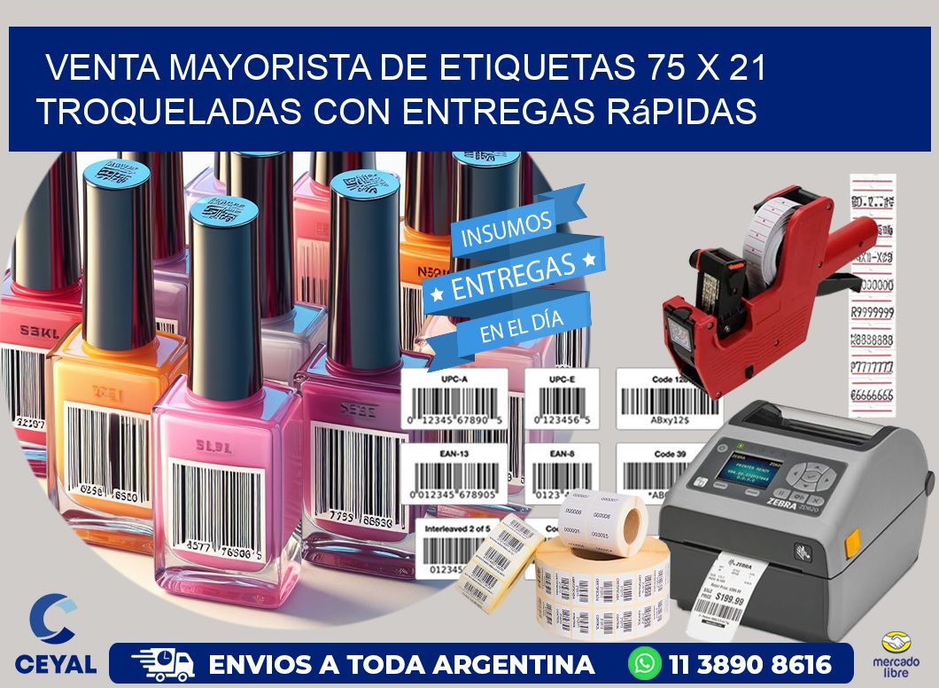 Venta mayorista de etiquetas 75 x 21 troqueladas con entregas rápidas