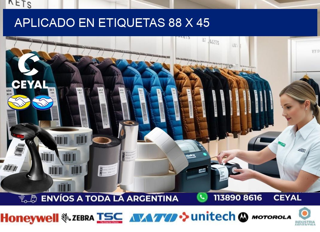 aplicado en etiquetas 88 x 45