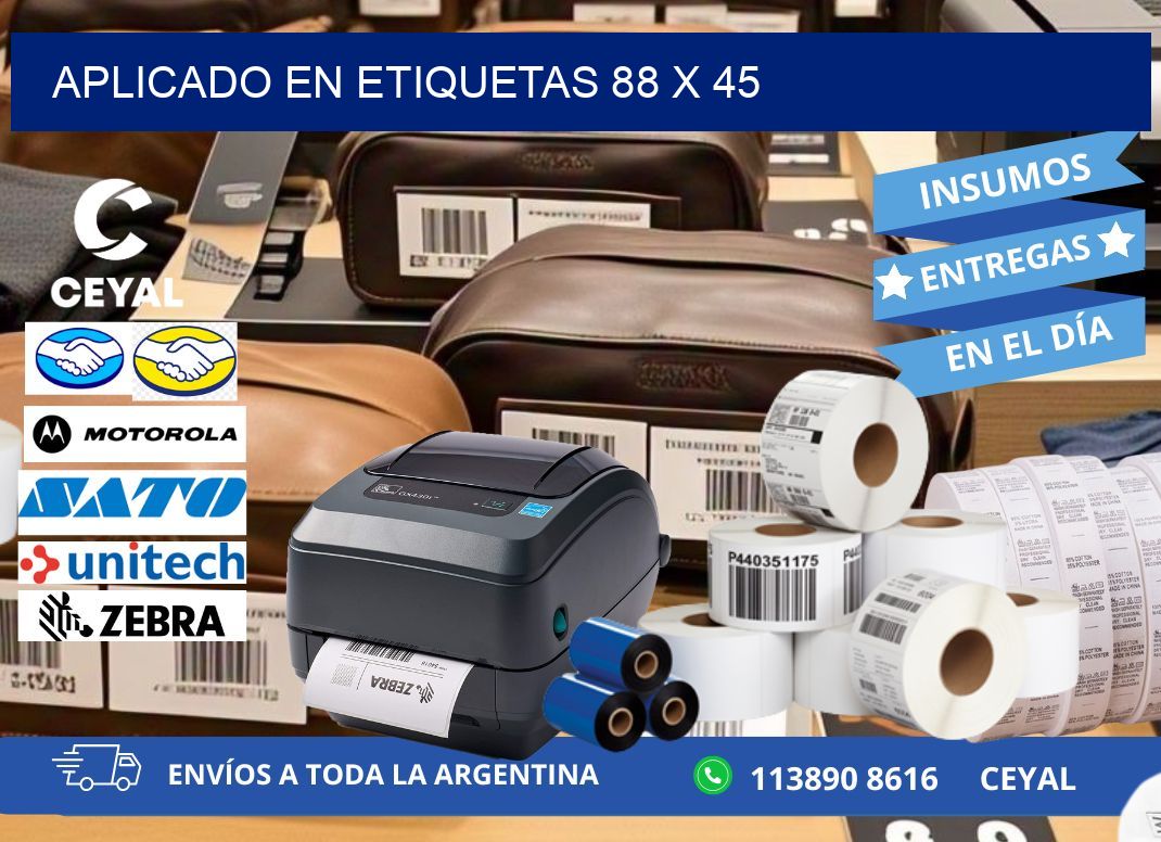 aplicado en etiquetas 88 x 45