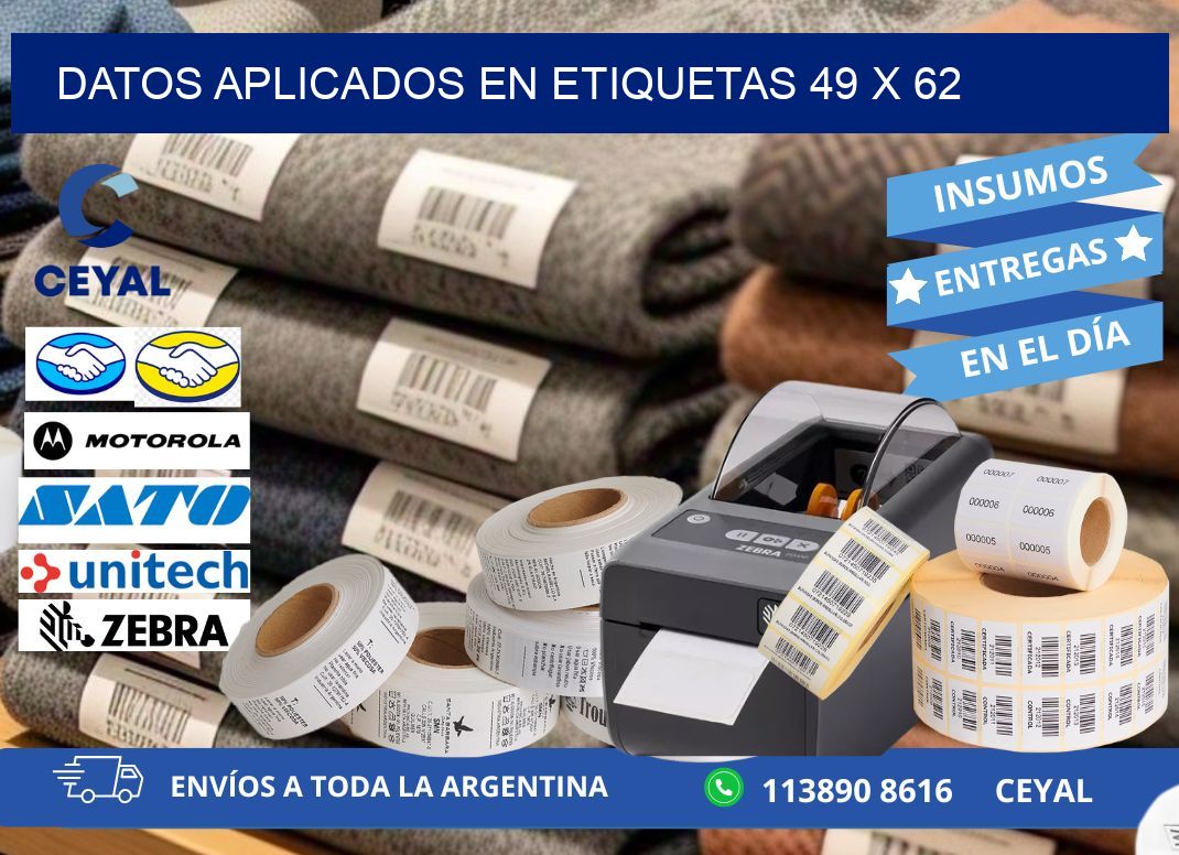 datos aplicados en etiquetas 49 x 62