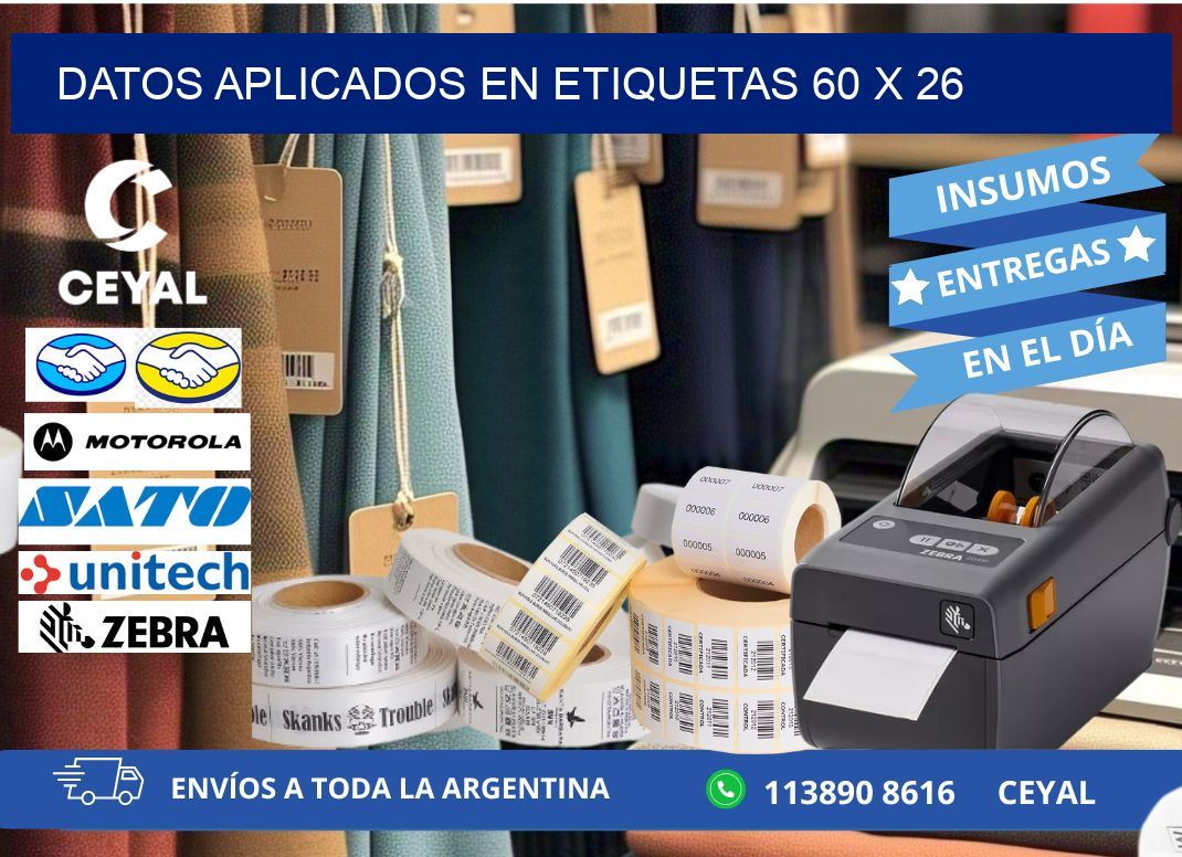 datos aplicados en etiquetas 60 x 26