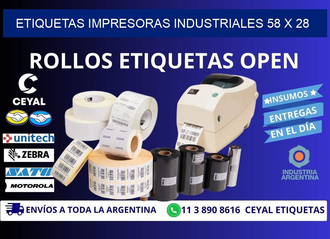 etiquetas impresoras industriales 58 x 28