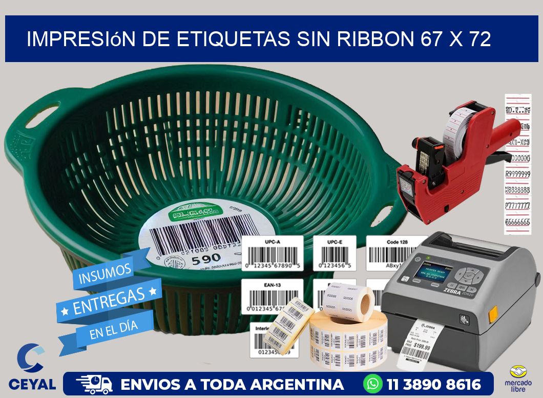impresión de etiquetas sin ribbon 67 x 72