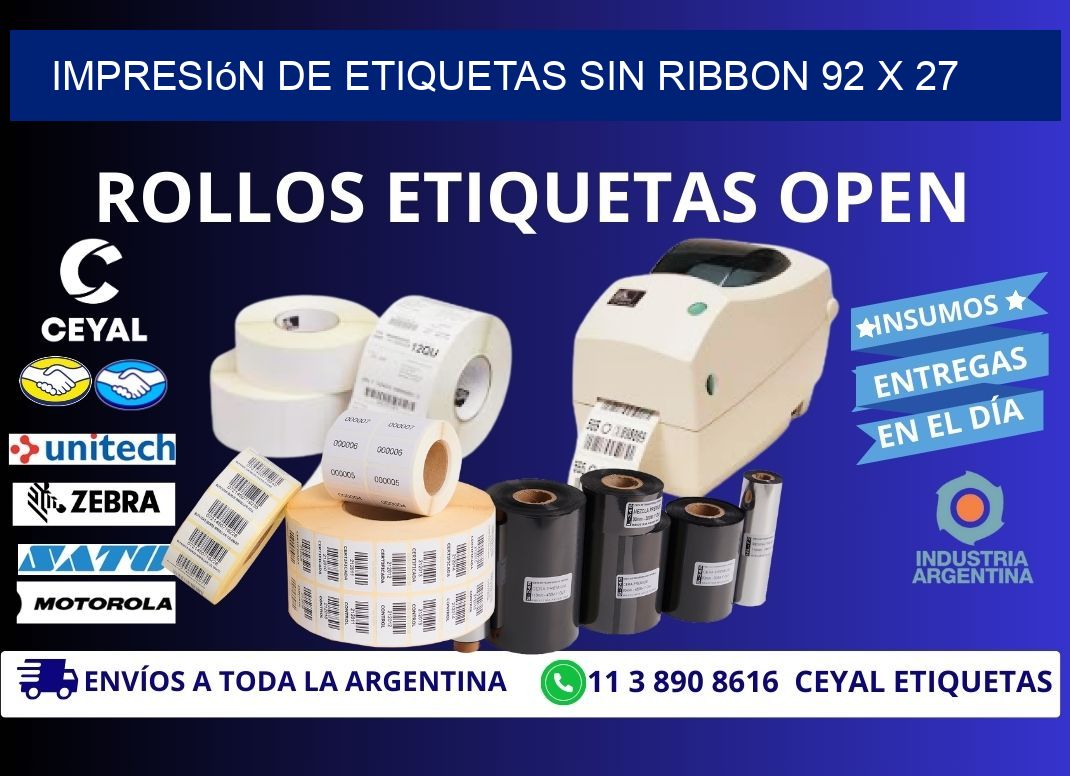 impresión de etiquetas sin ribbon 92 x 27