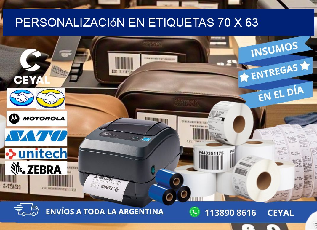 personalización en etiquetas 70 x 63