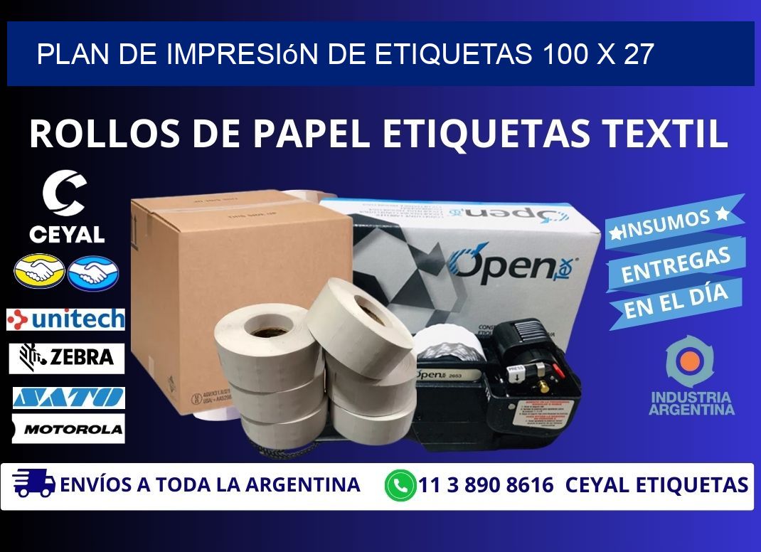 plan de impresión de etiquetas 100 x 27