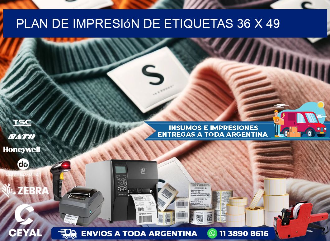 plan de impresión de etiquetas 36 x 49