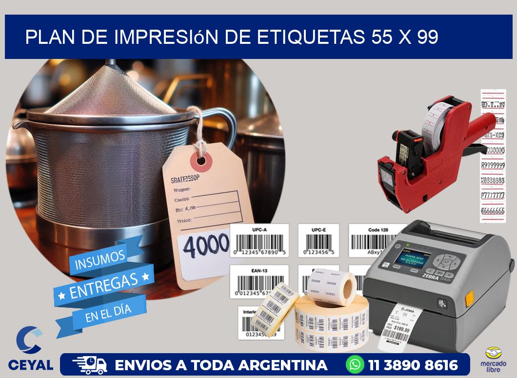 plan de impresión de etiquetas 55 x 99