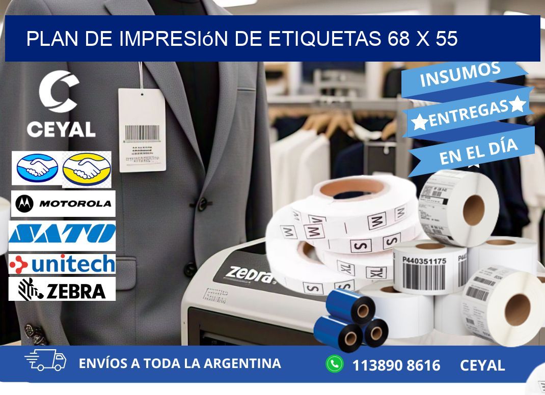 plan de impresión de etiquetas 68 x 55