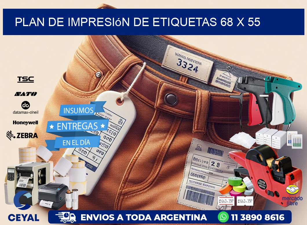 plan de impresión de etiquetas 68 x 55
