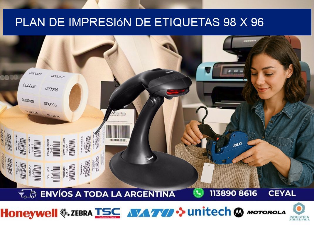 plan de impresión de etiquetas 98 x 96