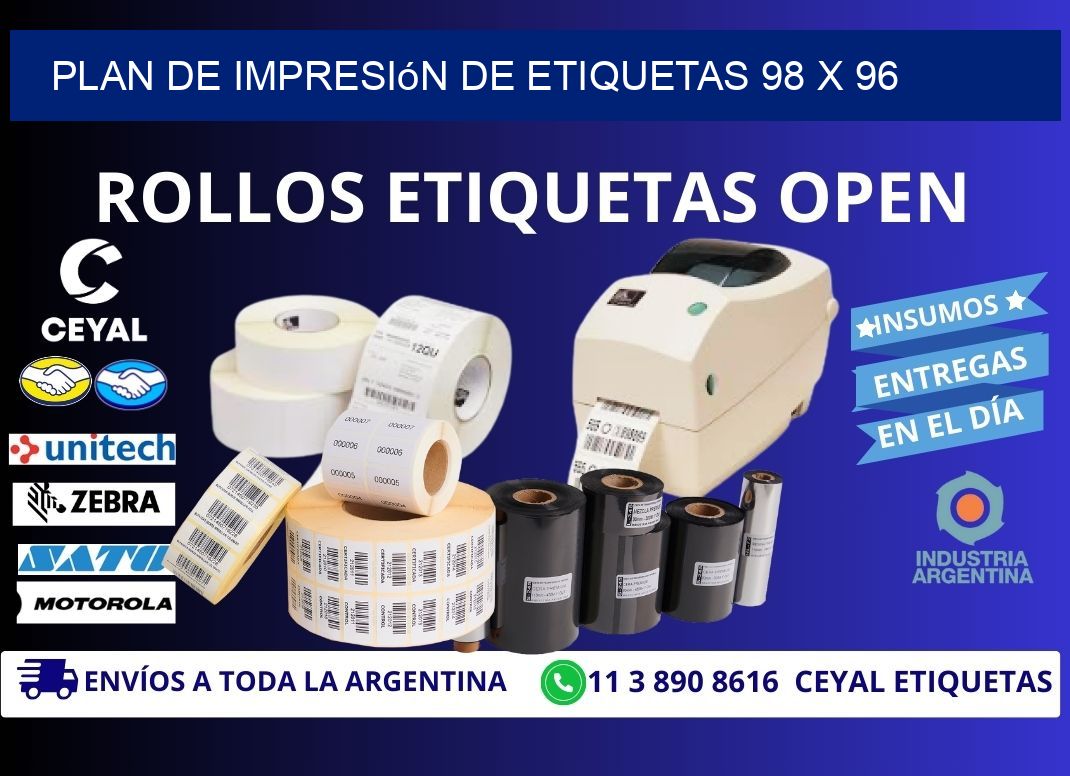 plan de impresión de etiquetas 98 x 96