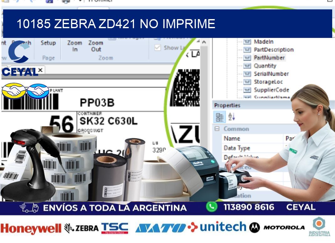 10185 Zebra ZD421 no imprime