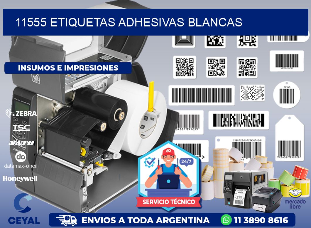 11555 etiquetas adhesivas blancas