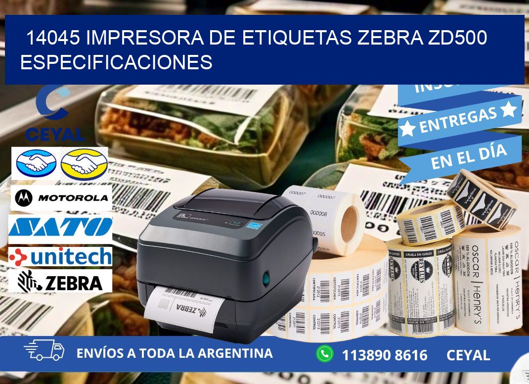 14045 impresora de etiquetas Zebra ZD500 especificaciones