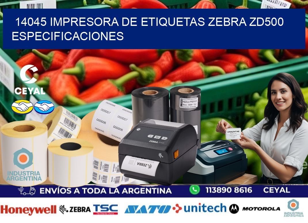 14045 impresora de etiquetas Zebra ZD500 especificaciones