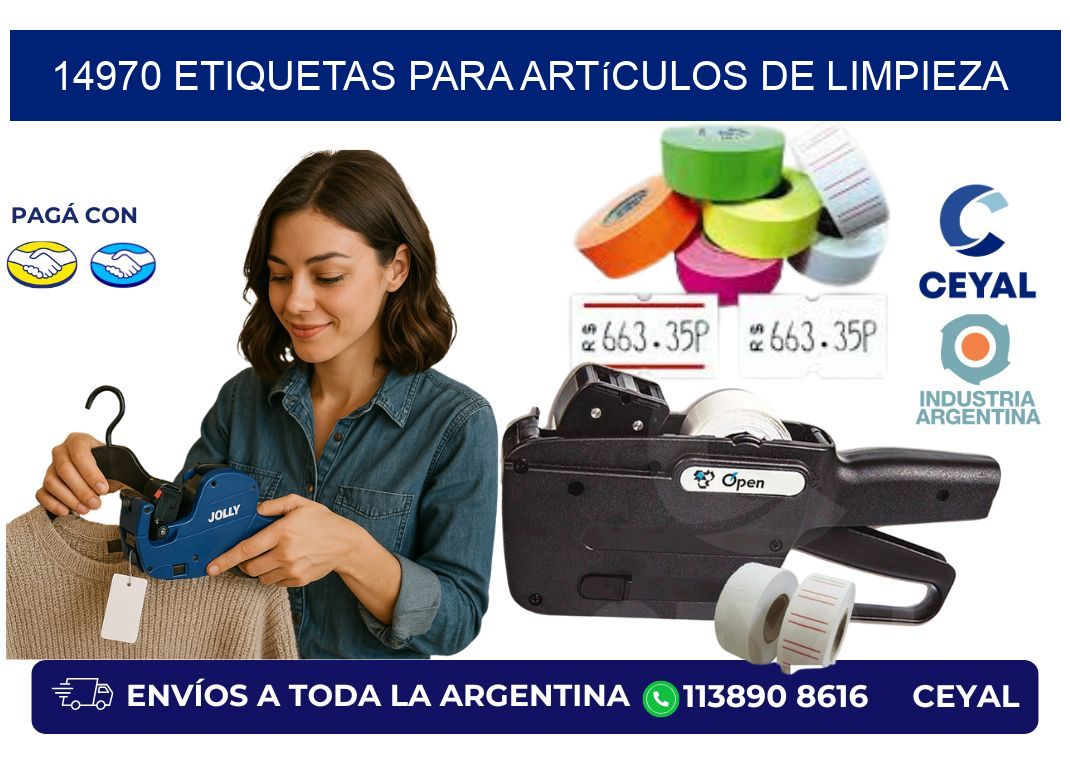 14970 Etiquetas para artículos de limpieza