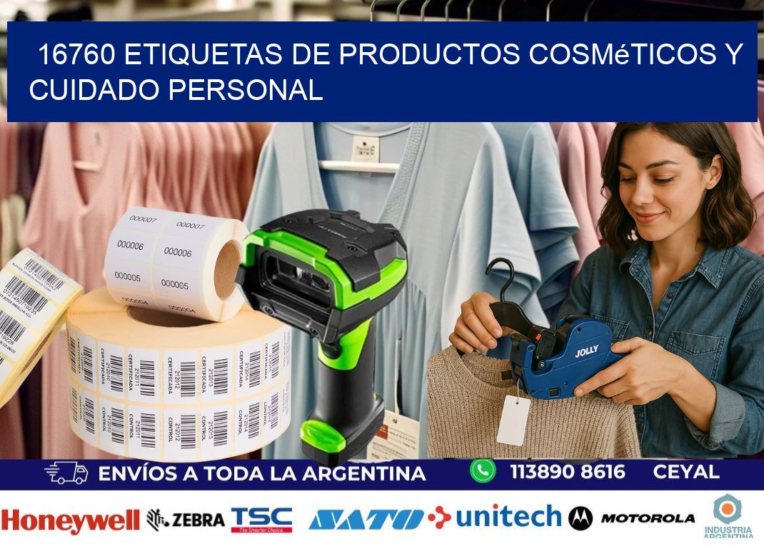 16760 Etiquetas de productos cosméticos y cuidado personal