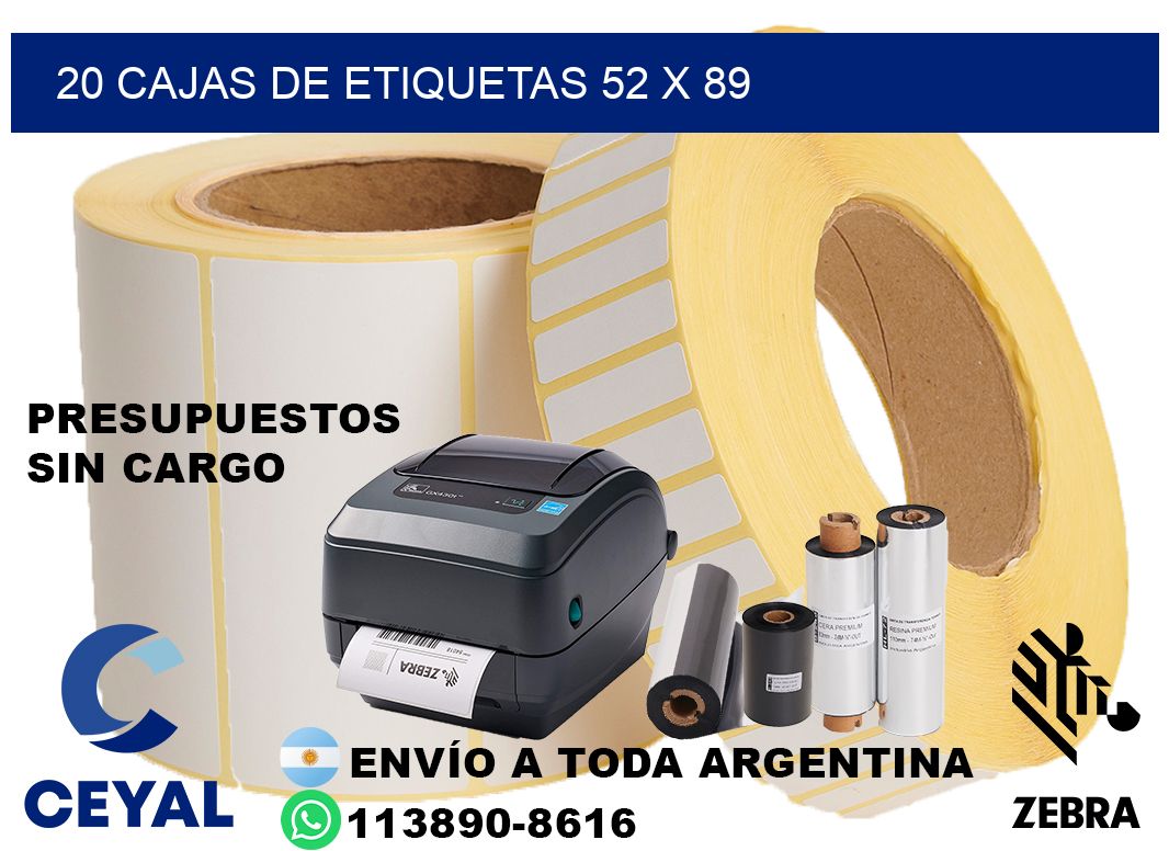 20 cajas de etiquetas 52 x 89