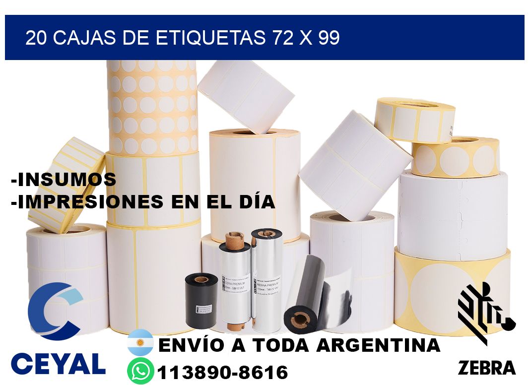 20 cajas de etiquetas 72 x 99