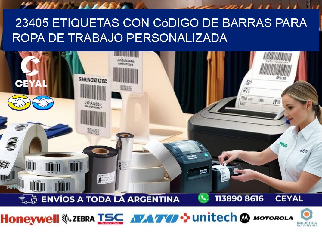 23405 Etiquetas con código de barras para ropa de trabajo personalizada