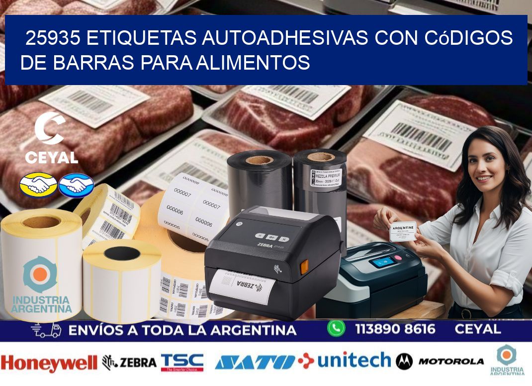 25935 Etiquetas autoadhesivas con códigos de barras para alimentos