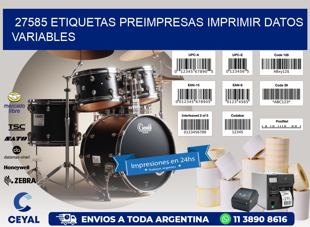 27585 Etiquetas preimpresas imprimir datos variables