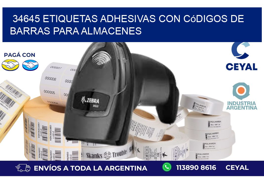 34645 etiquetas adhesivas con códigos de barras para almacenes