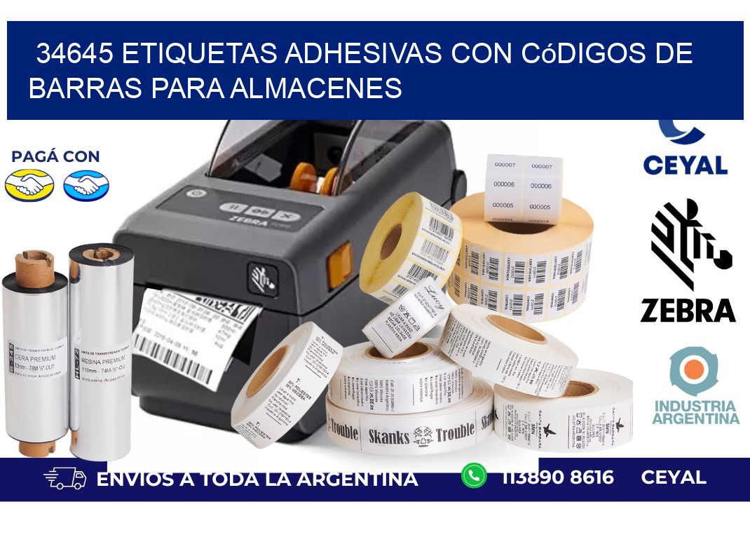 34645 etiquetas adhesivas con códigos de barras para almacenes