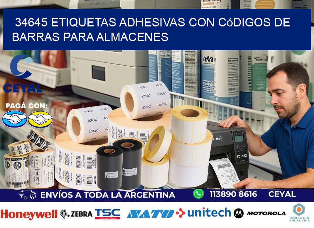 34645 etiquetas adhesivas con códigos de barras para almacenes