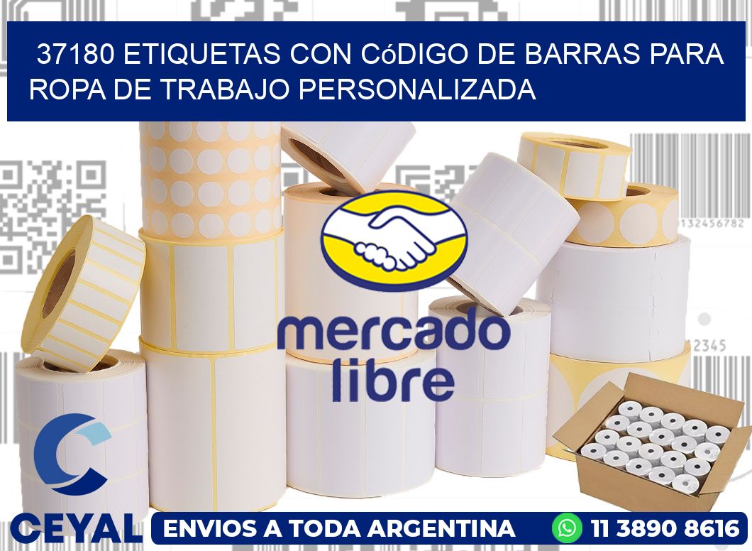 37180 Etiquetas con código de barras para ropa de trabajo personalizada