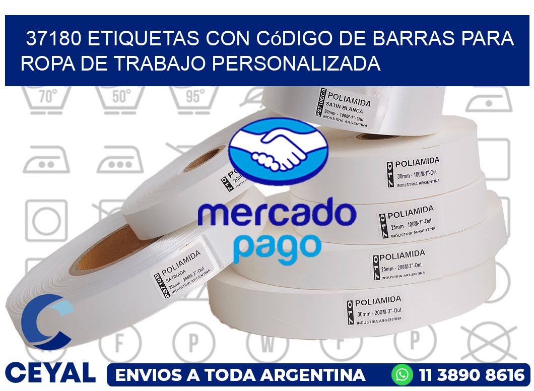 37180 Etiquetas con código de barras para ropa de trabajo personalizada