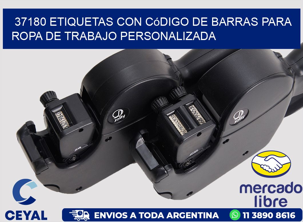 37180 Etiquetas con código de barras para ropa de trabajo personalizada
