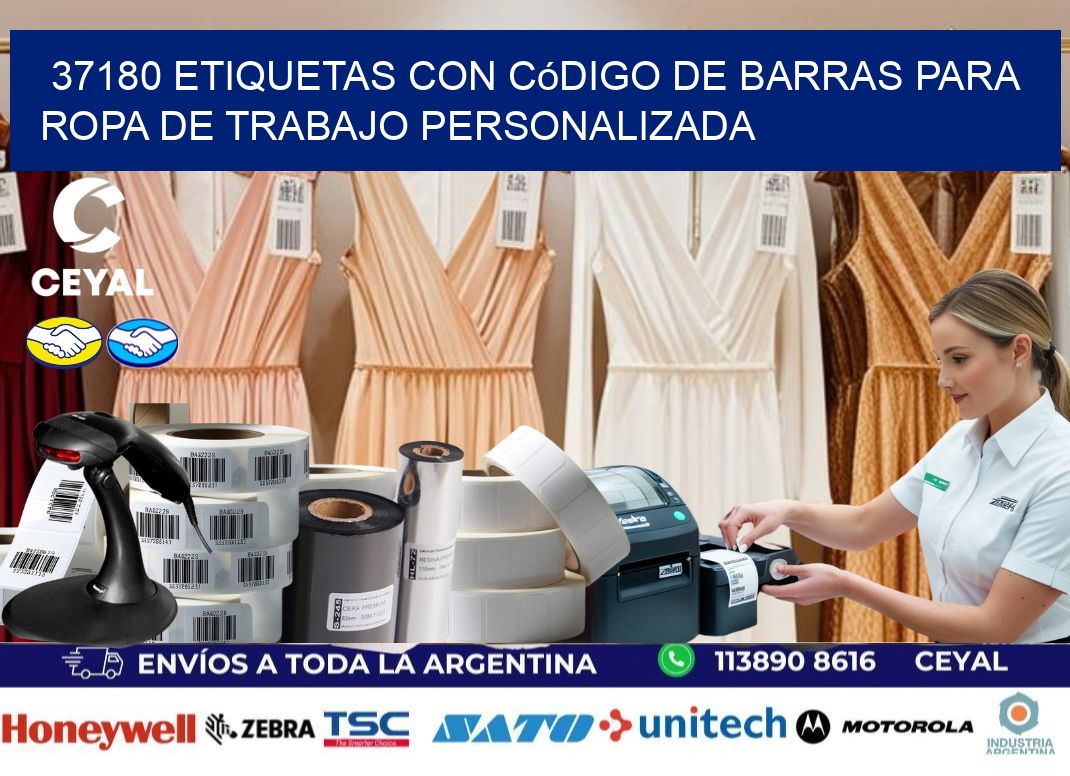 37180 Etiquetas con código de barras para ropa de trabajo personalizada