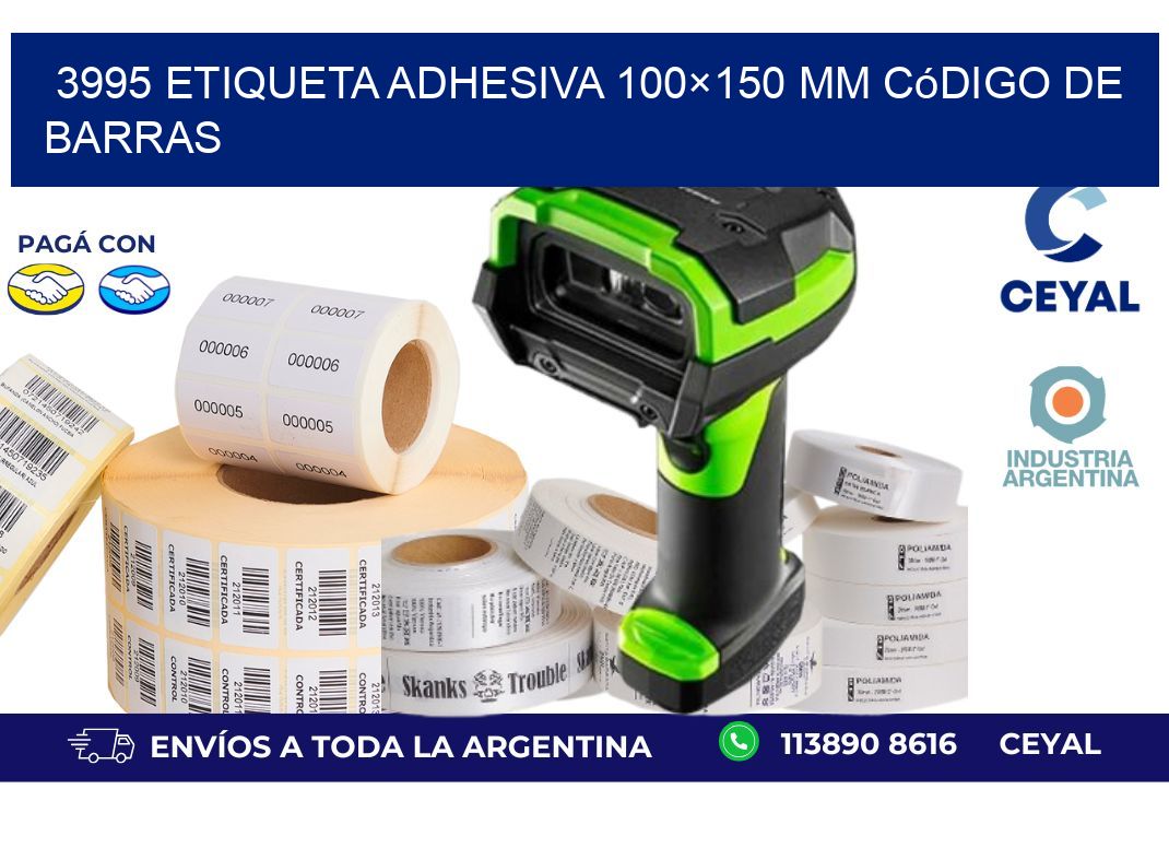 3995 etiqueta adhesiva 100×150 mm código de barras