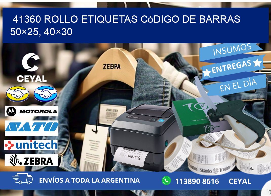 41360 rollo etiquetas código de barras 50×25, 40×30