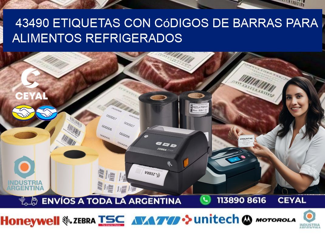 43490 Etiquetas con códigos de barras para alimentos refrigerados