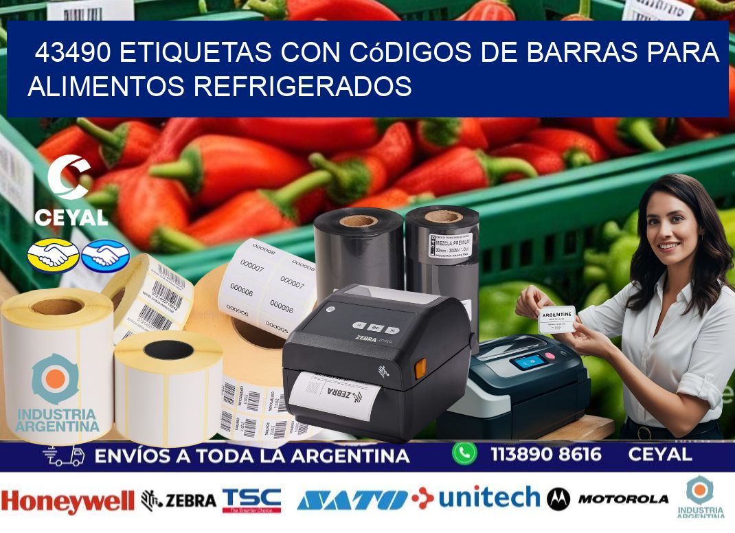 43490 Etiquetas con códigos de barras para alimentos refrigerados