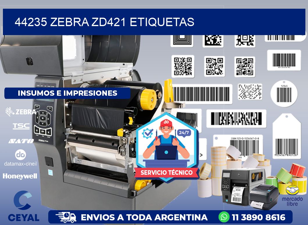 44235 Zebra ZD421 etiquetas